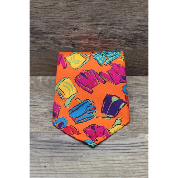 Gap vintage men's 90s Y2K novelty print Italian silk‎ tie - Picture 2 of 11